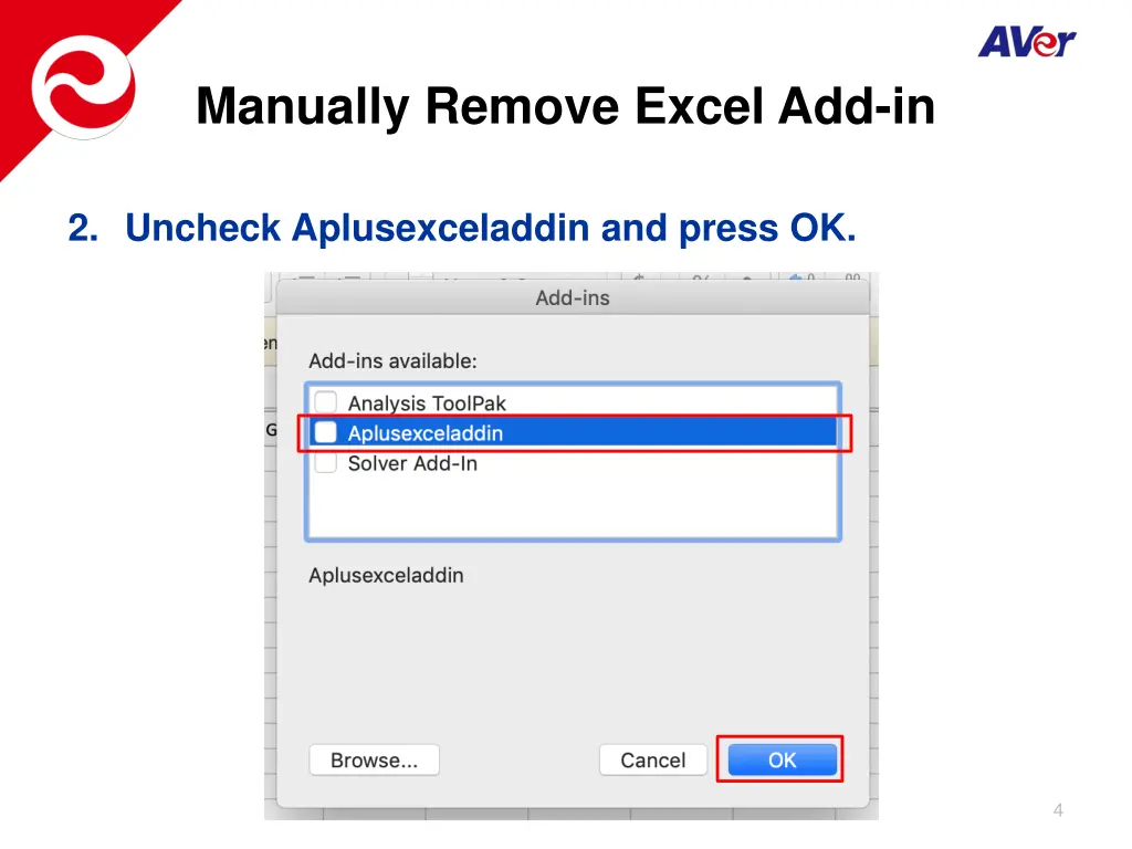 manually remove excel add in 2