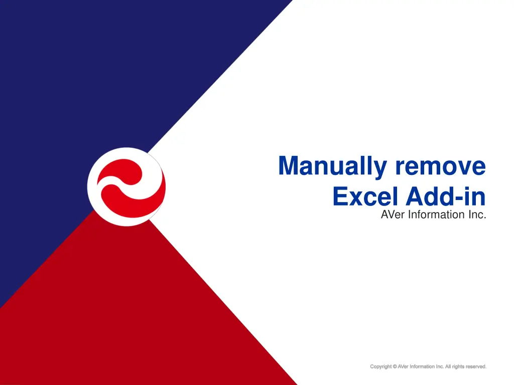 manually remove excel add in aver information inc