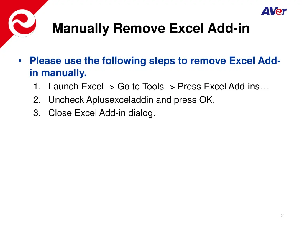 manually remove excel add in