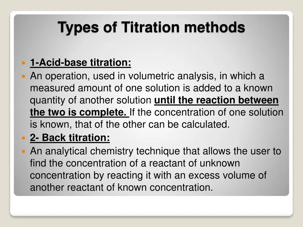 types of titration methods