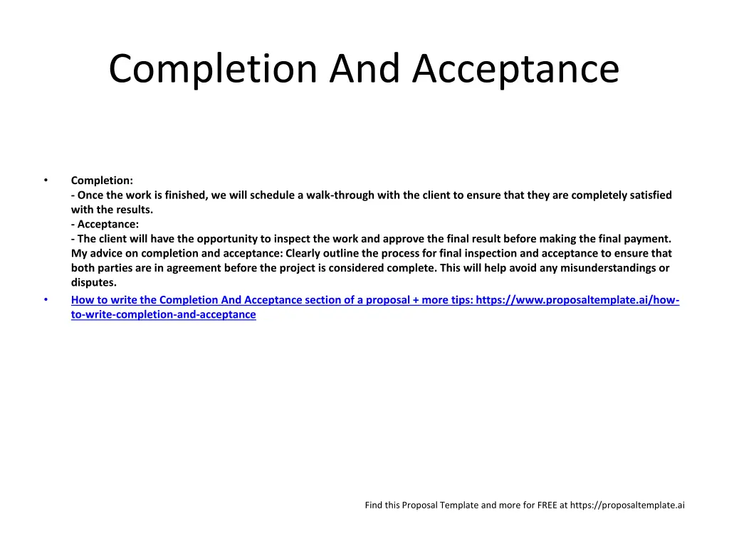 completion and acceptance