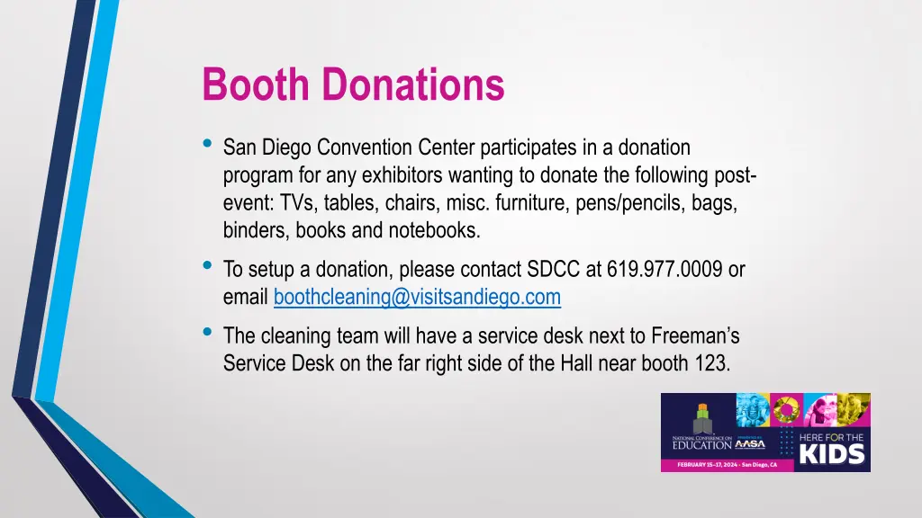 booth donations san diego convention center