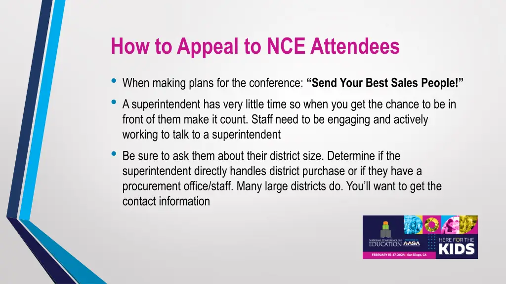 how to appeal to nce attendees 1