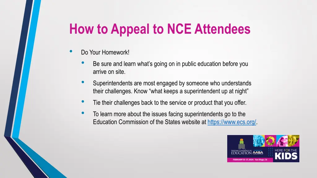 how to appeal to nce attendees 4