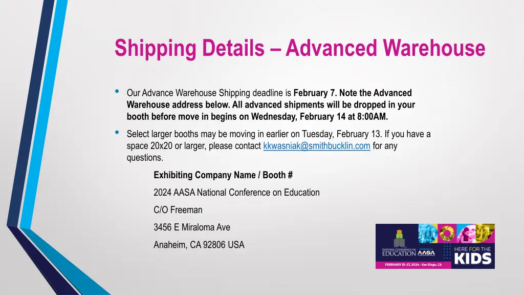 shipping details advanced warehouse