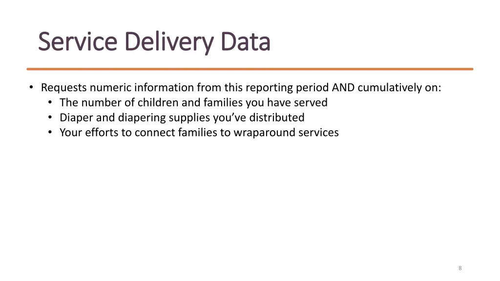 service delivery data service delivery data