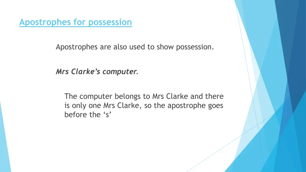 apostrophes for possession