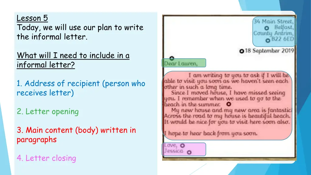 lesson 5 today we will use our plan to write