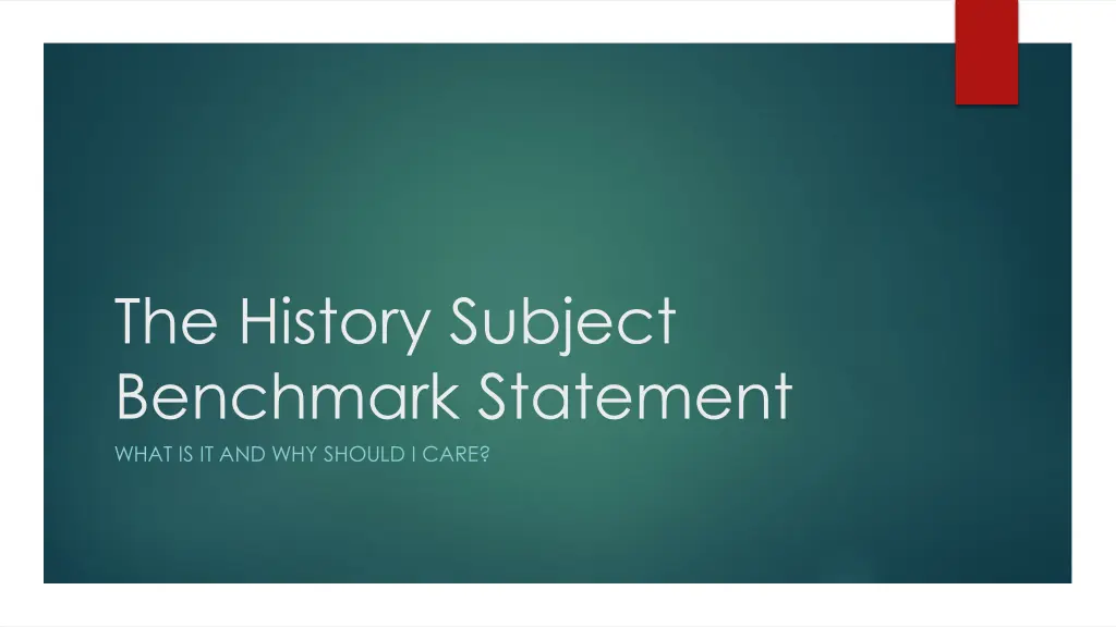 the history subject benchmark statement what