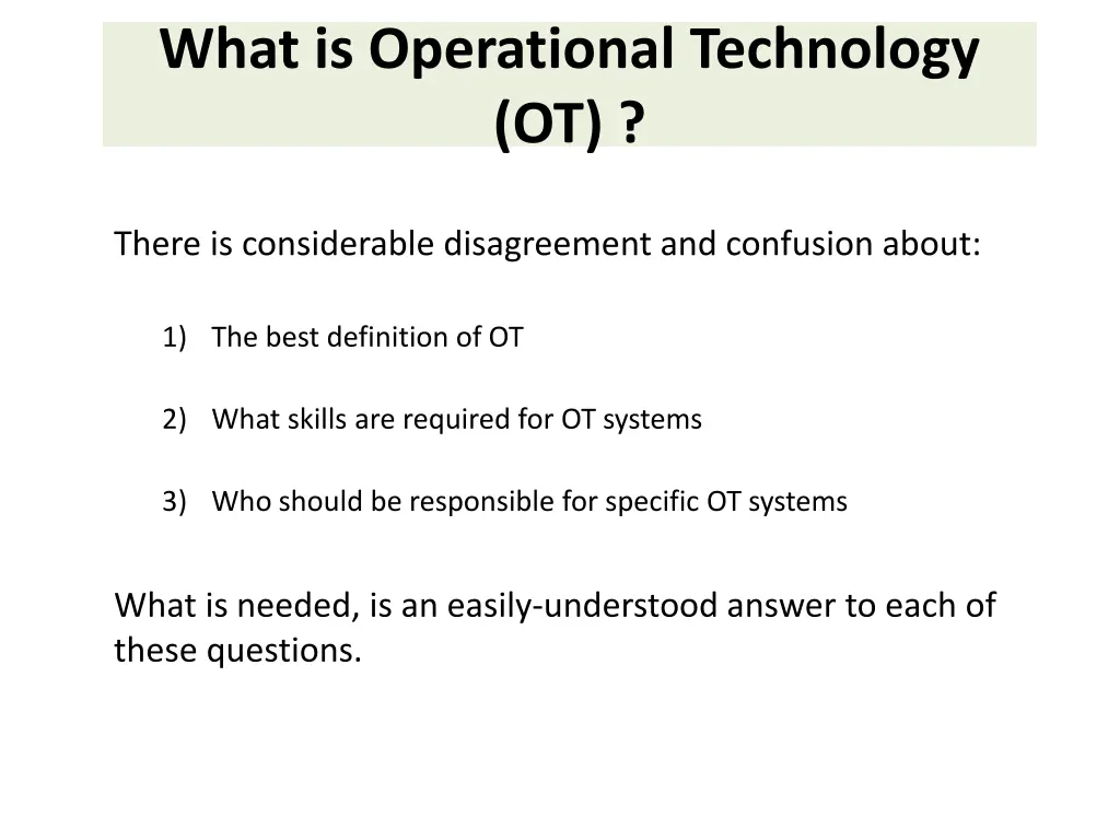 what is operational technology ot