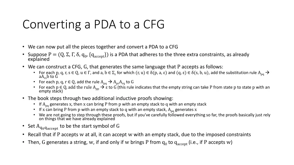 converting a pda to a cfg