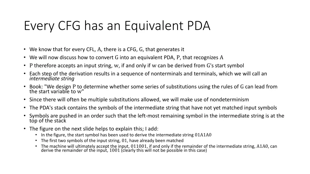 every cfg has an equivalent pda