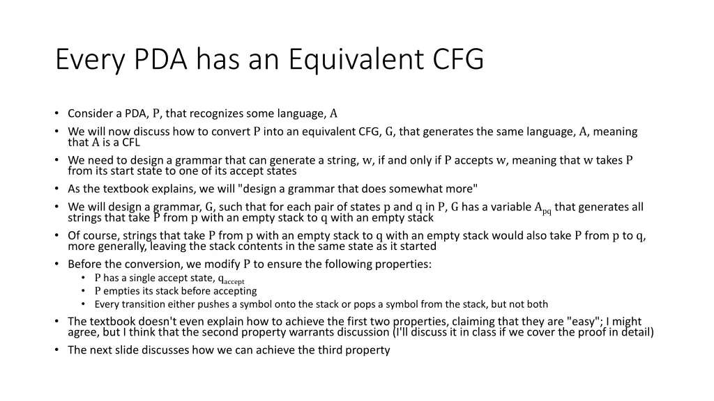 every pda has an equivalent cfg