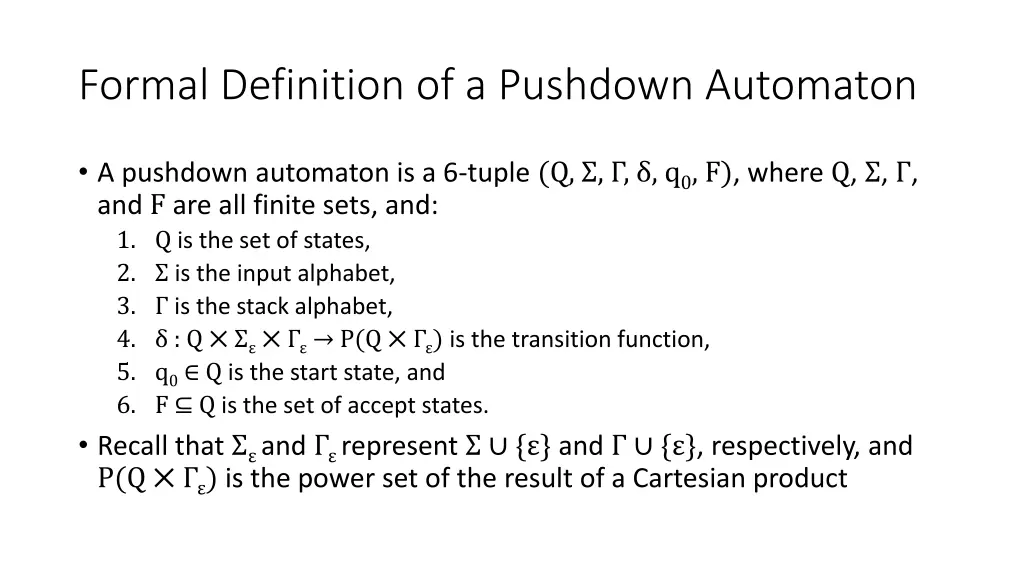 formal definition of a pushdown automaton