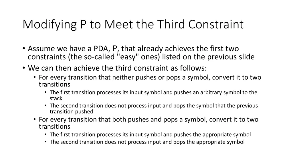 modifying p to meet the third constraint