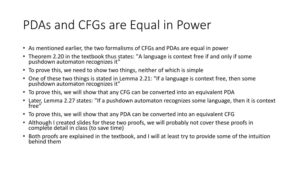 pdas and cfgs are equal in power