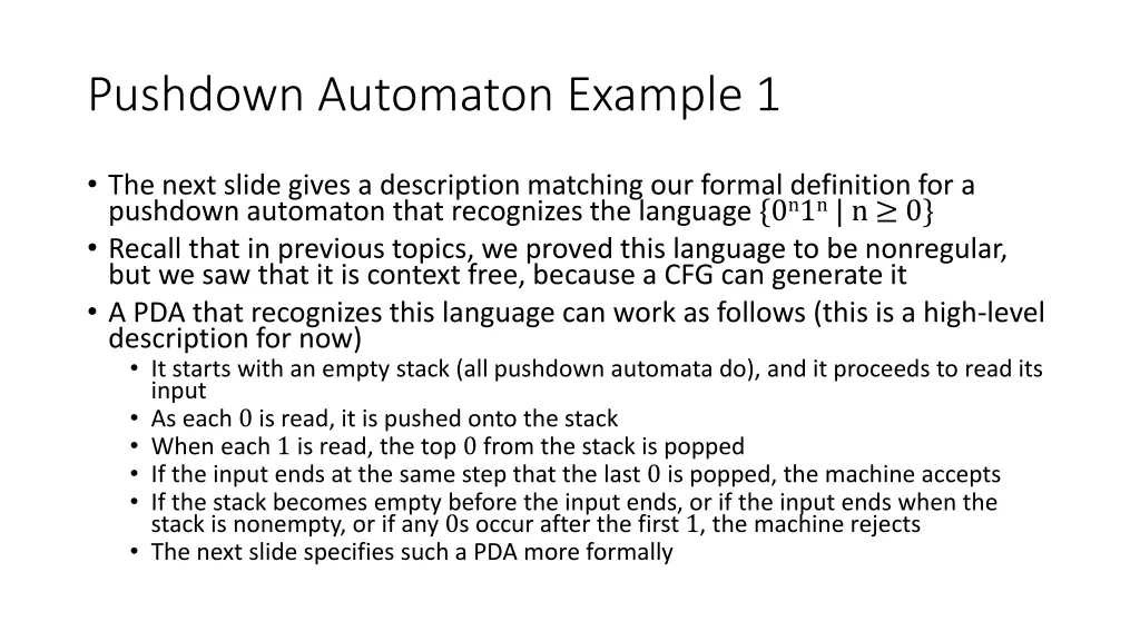 pushdown automaton example 1
