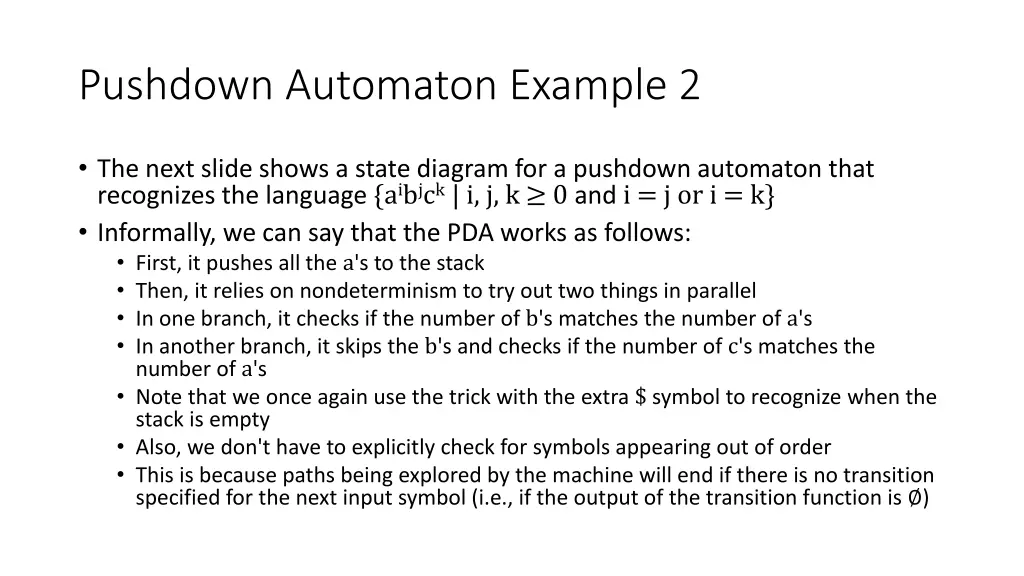 pushdown automaton example 2