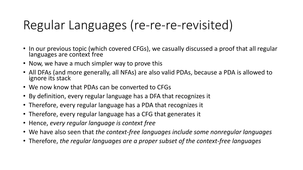 regular languages re re re revisited