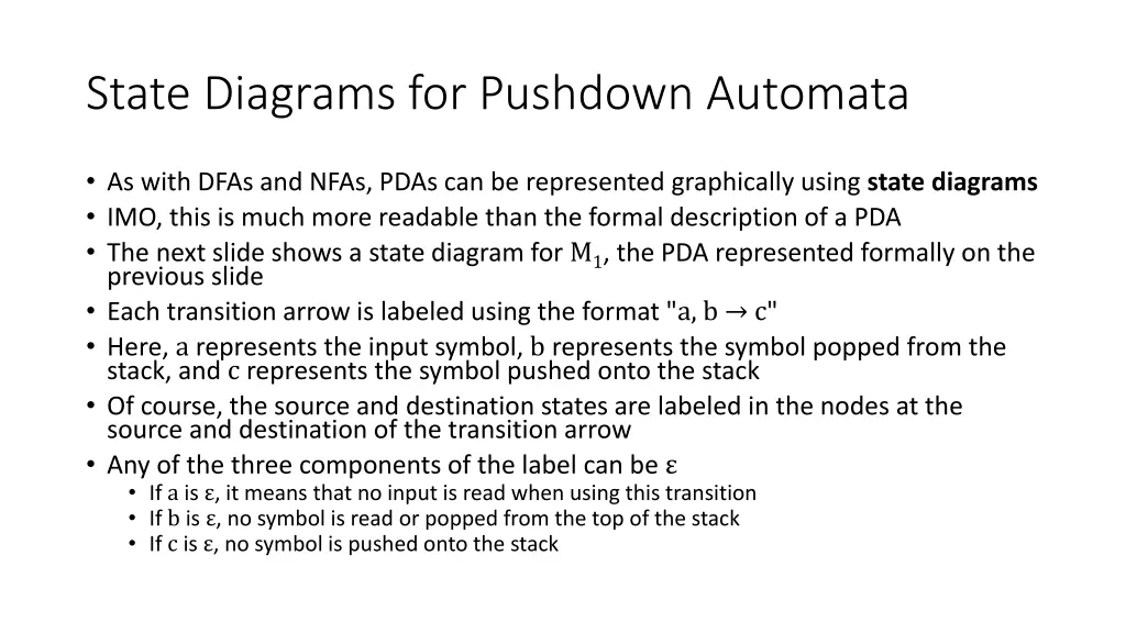 state diagrams for pushdown automata