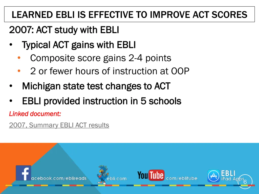learned ebli is effective to improve act scores