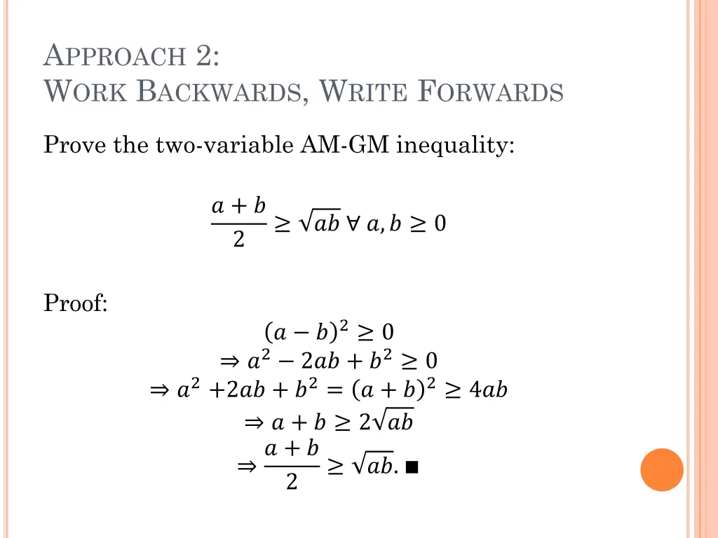 a pproach 2 w ork b ackwards w rite f orwards