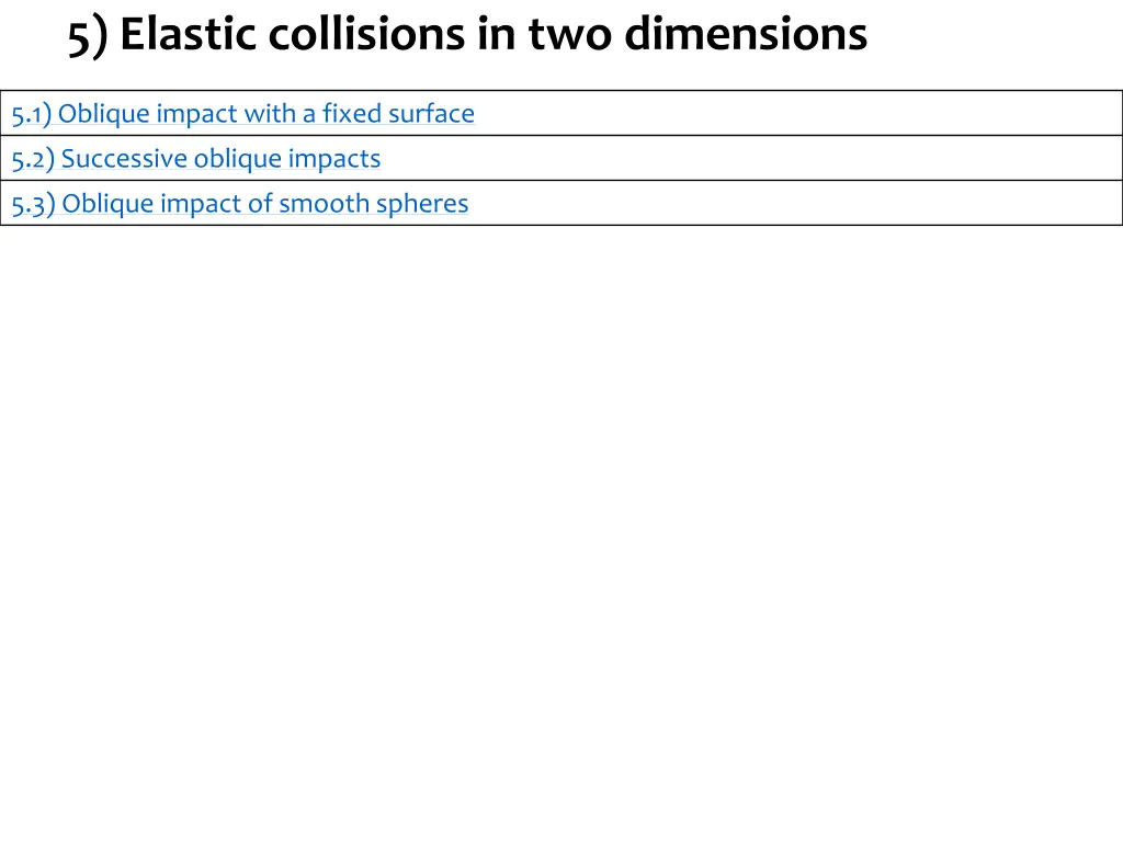 5 elastic collisions in two dimensions