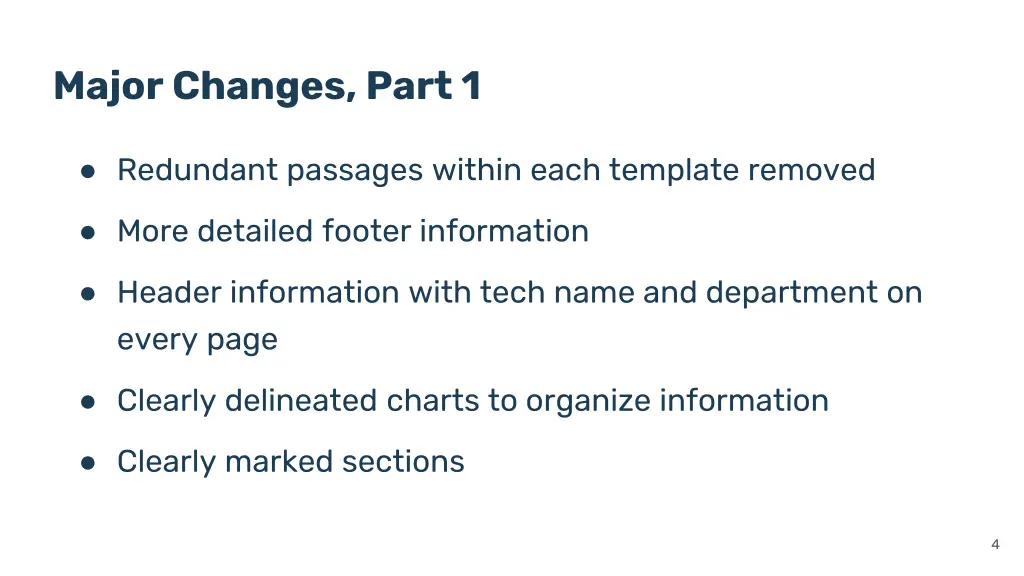 major changes part 1