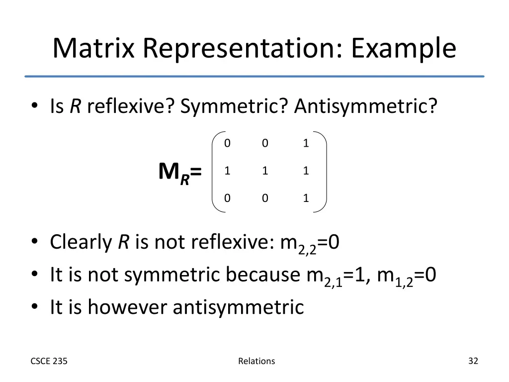 matrix representation example 1
