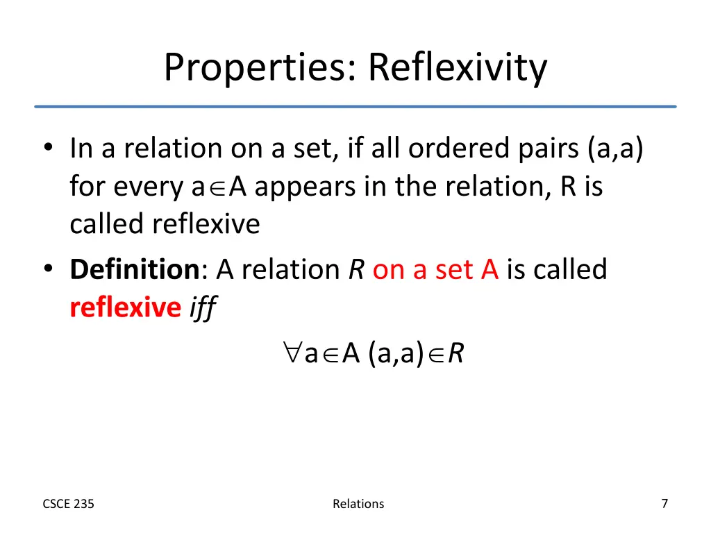 properties reflexivity