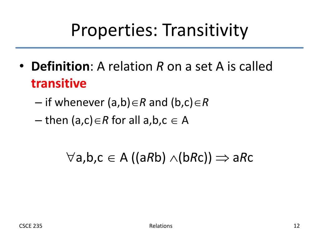 properties transitivity