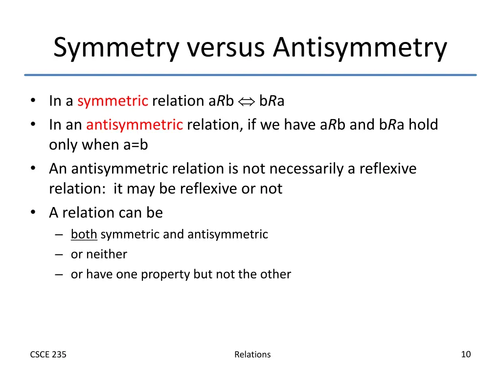 symmetry versus antisymmetry