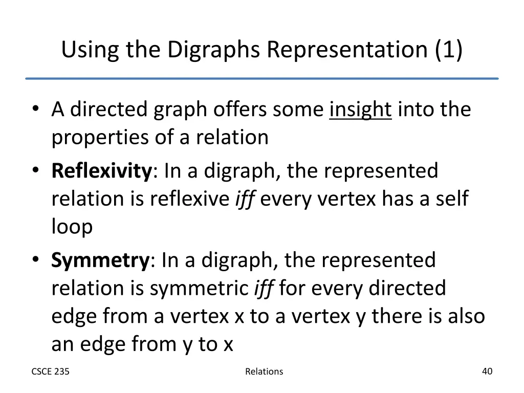 using the digraphs representation 1