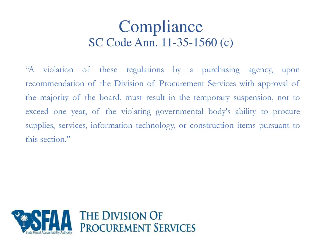compliance sc code ann 11 35 1560 c