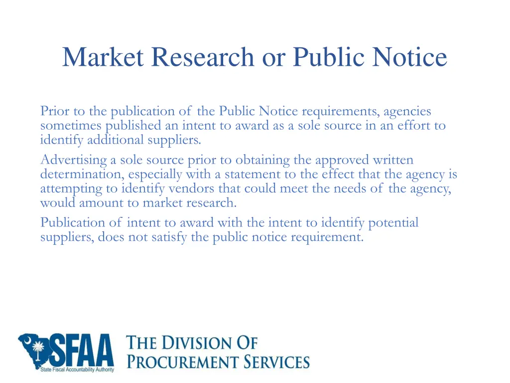 market research or public notice