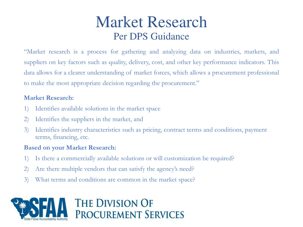 market research per dps guidance
