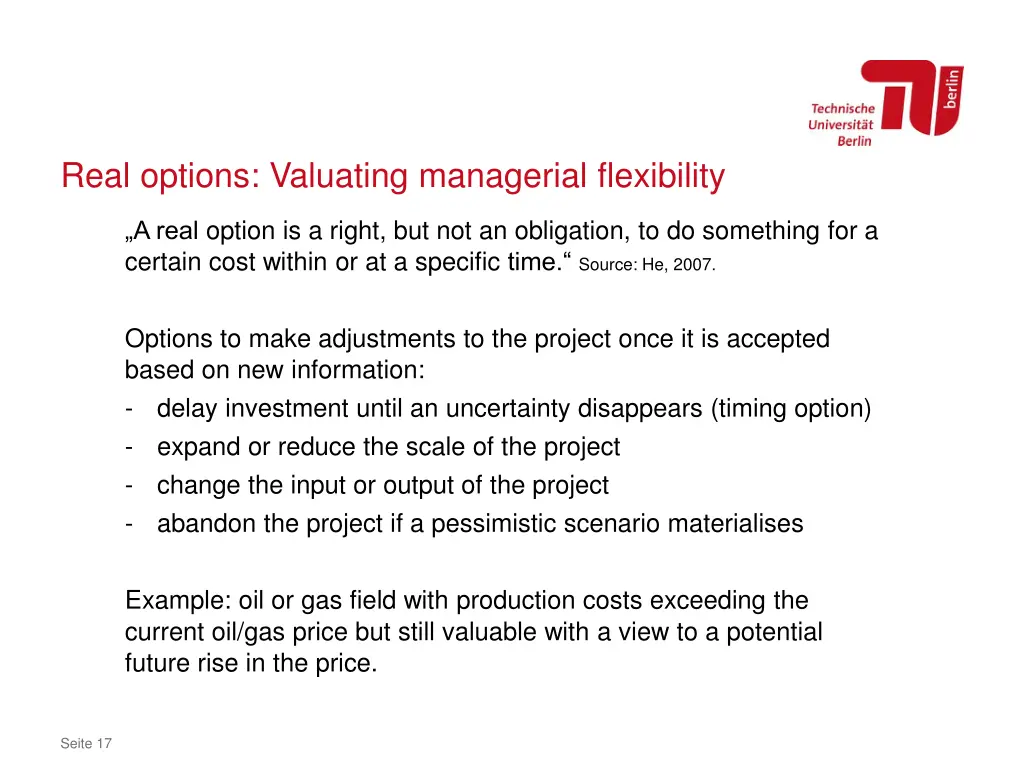 real options valuating managerial flexibility