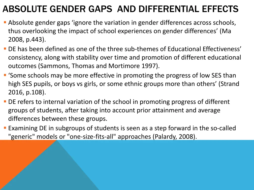 absolute gender gaps and differential effects