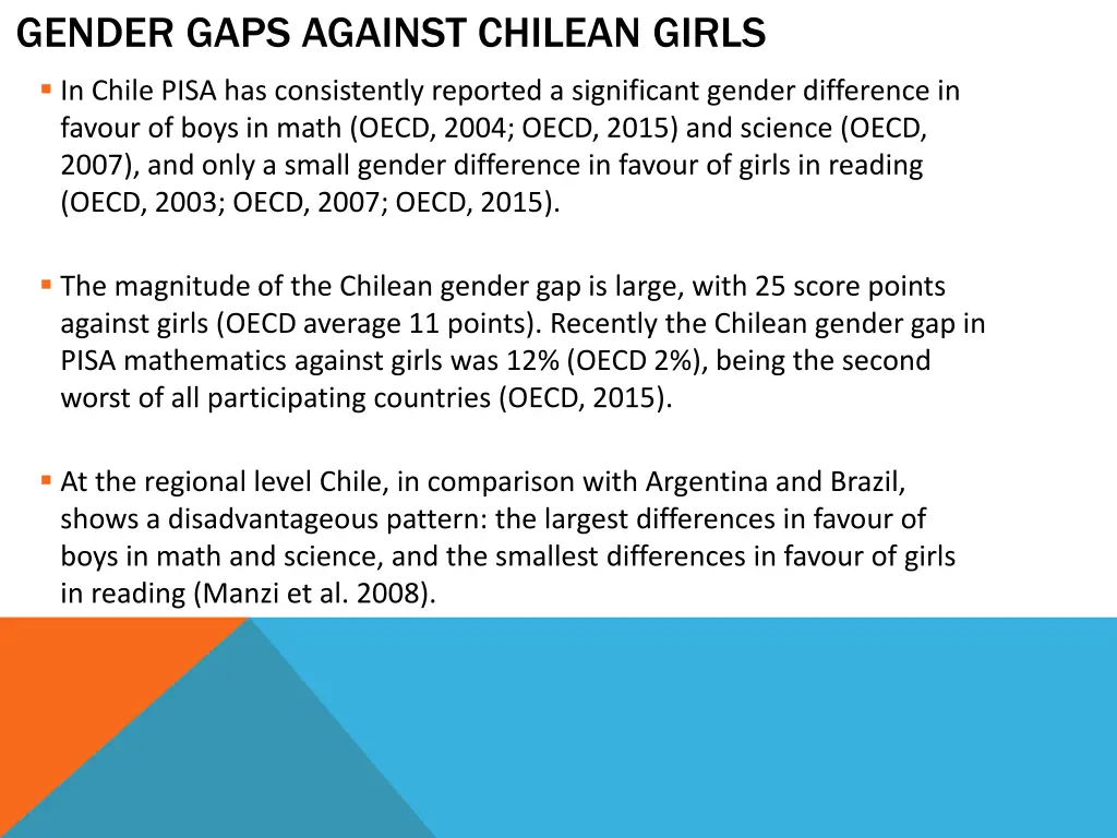 gender gaps against chilean girls