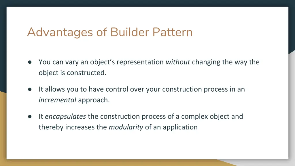 advantages of builder pattern