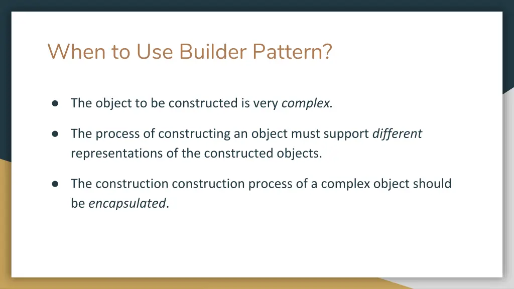 when to use builder pattern