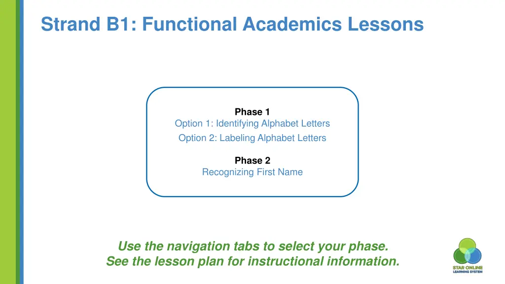 strand b1 functional academics lessons