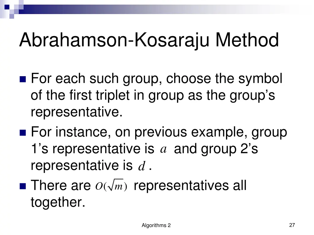 abrahamson kosaraju method 2