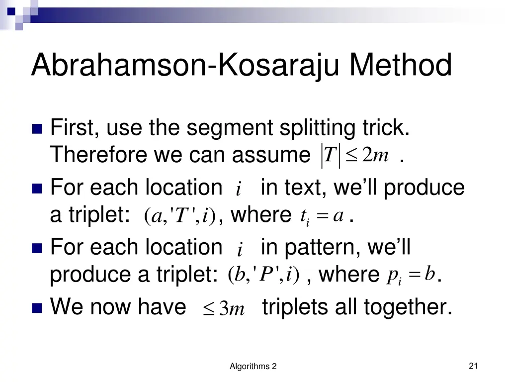 abrahamson kosaraju method