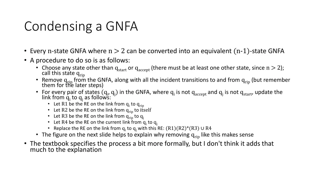 condensing a gnfa