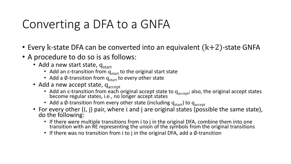 converting a dfa to a gnfa