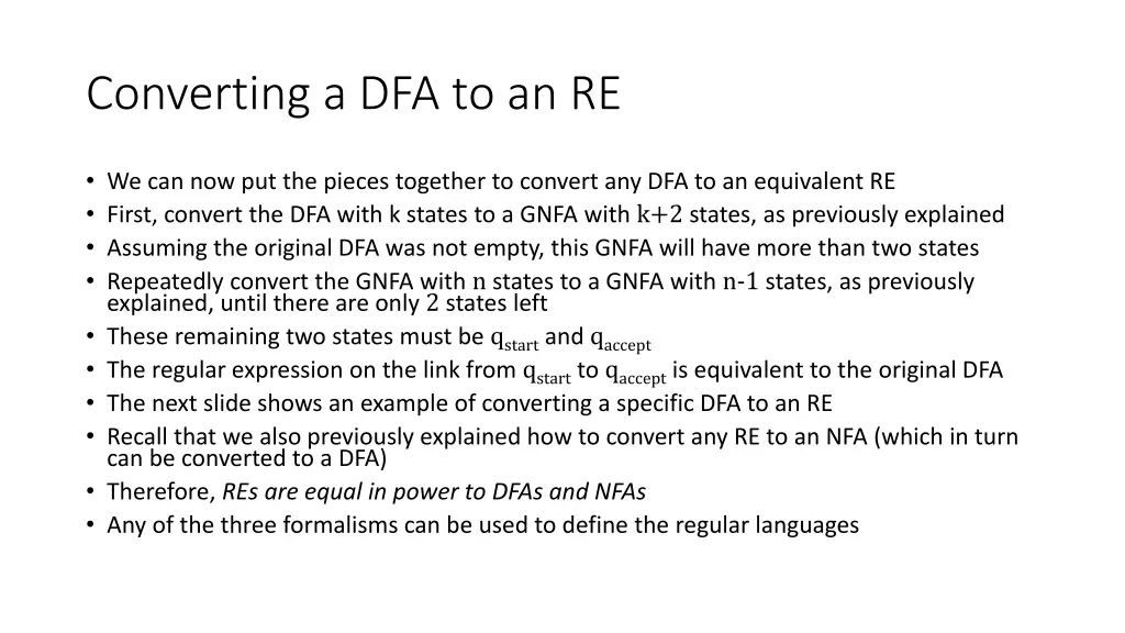 converting a dfa to an re