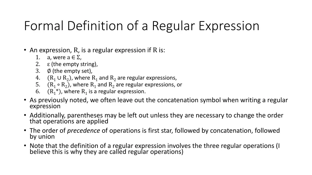 formal definition of a regular expression