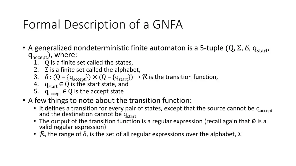 formal description of a gnfa