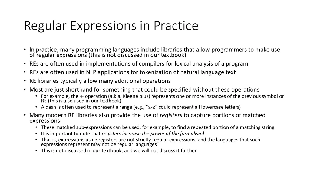 regular expressions in practice